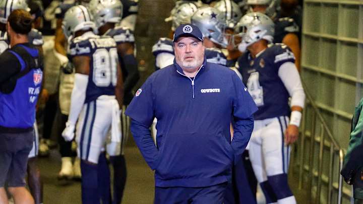 Dallas Cowboys Head Coach Mike McCarthy comes out of the tunnel before the game against the Detroit Lions.