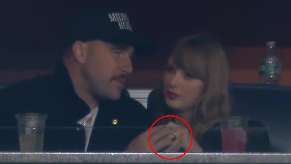 Fans spotted a ring on Taylor Swift's finger as she watched a baseball game with Travis Kelce