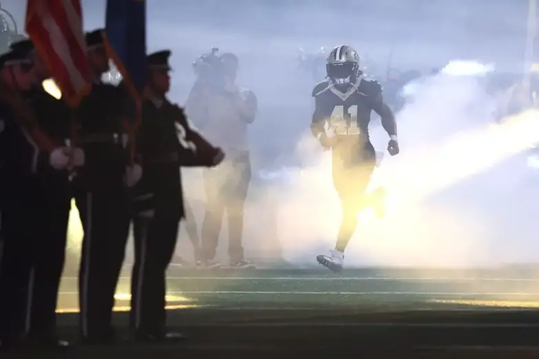 Dec 17, 2023; New Orleans, Louisiana, USA; New Orleans Saints running back Alvin Kamara (41) runs onto the field before the game against the New York Giants at Caesars Superdome. Mandatory Credit: Stephen Lew-USA TODAY Sports (Dallas Cowboys)